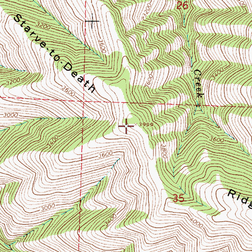 Topographic Map of Starve-to-Death Ridge, OR