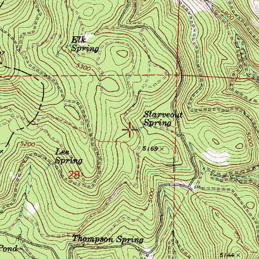 Topographic Map of Starveout Spring, OR