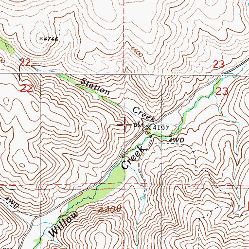 Topographic Map of Station Creek, OR