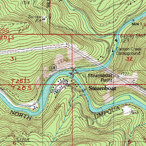Topographic Map of Steamboat Creek, OR