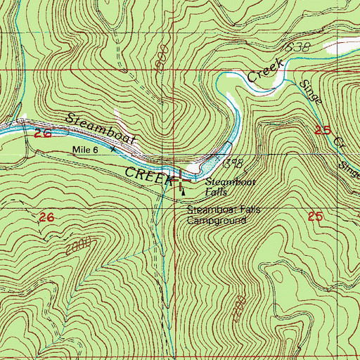 Topographic Map of Steamboat Falls, OR