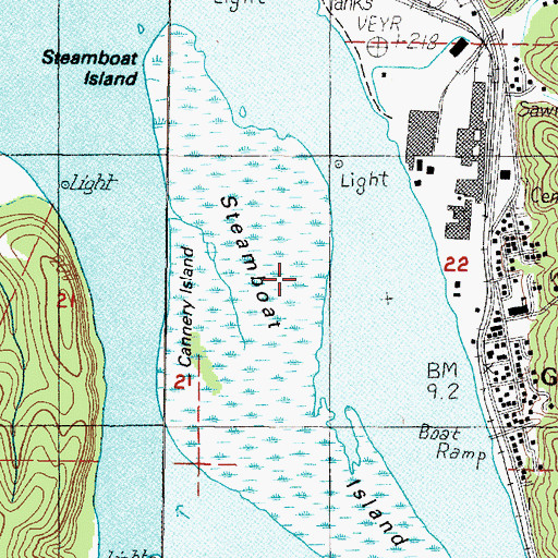 Topographic Map of Steamboat Island, OR