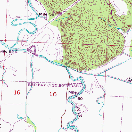 Topographic Map of Brush Creek, AL