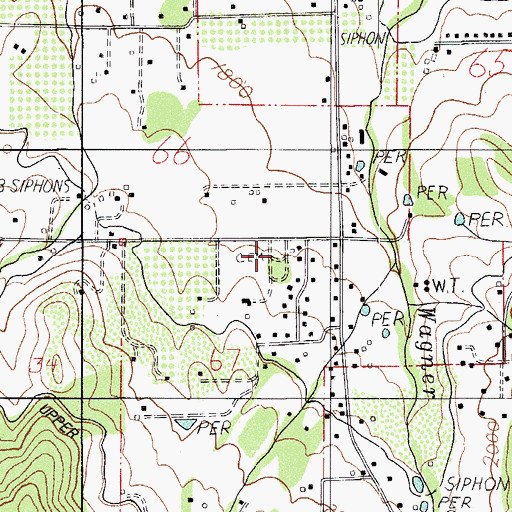 Topographic Map of Stearn Cemetery, OR