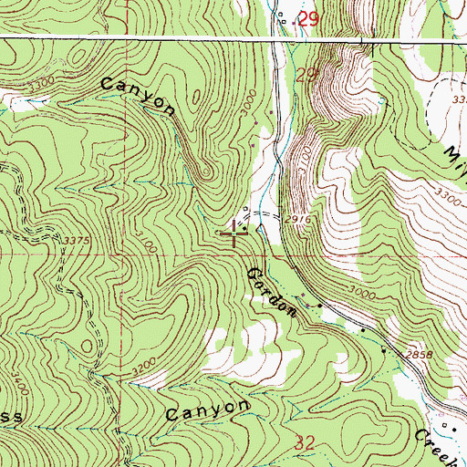 Topographic Map of Steele Mill Canyon, OR