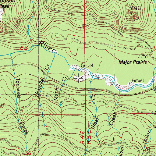 Topographic Map of Steer Creek, OR