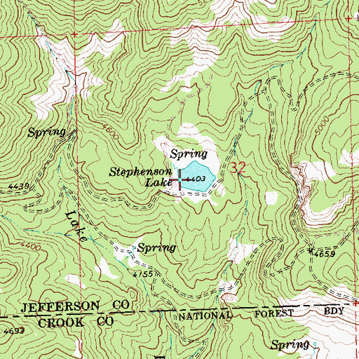 Topographic Map of Stephenson Lake, OR