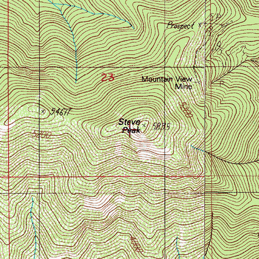 Topographic Map of Steve Peak, OR