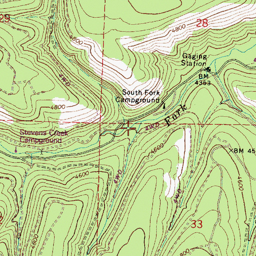Topographic Map of Stevens Creek, OR