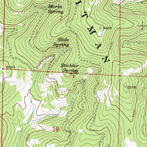 Topographic Map of Stickler Spring, OR