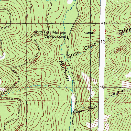 Topographic Map of Stink Creek, OR