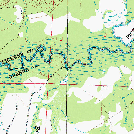 Topographic Map of Brush Creek, AL