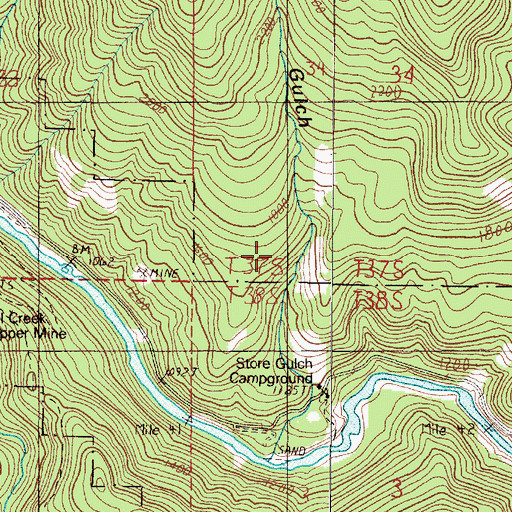 Topographic Map of Store Gulch, OR