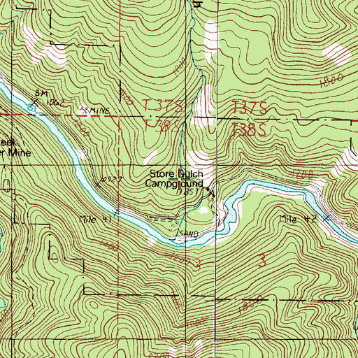 Topographic Map of Store Gulch Guard Station, OR