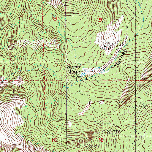 Topographic Map of Storm Lake, OR