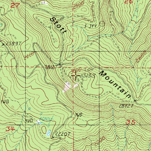 Topographic Map of Stott Mountain, OR