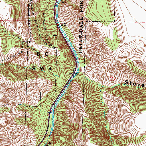 Topographic Map of Stover Canyon, OR