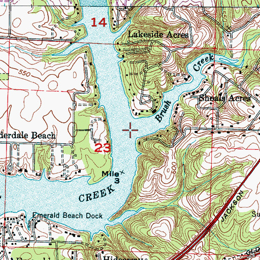 Topographic Map of Brush Creek, AL