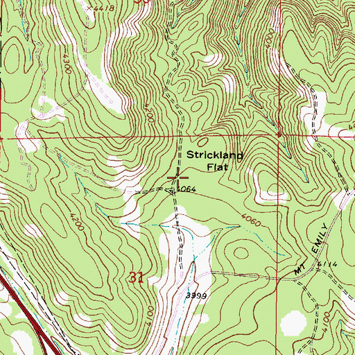 Topographic Map of Strickland Flat, OR