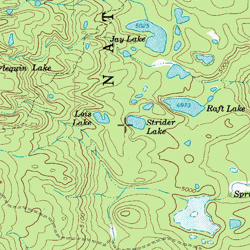 Topographic Map of Strider Lake, OR