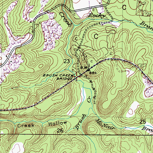 Topographic Map of Brush Creek Bridge, AL
