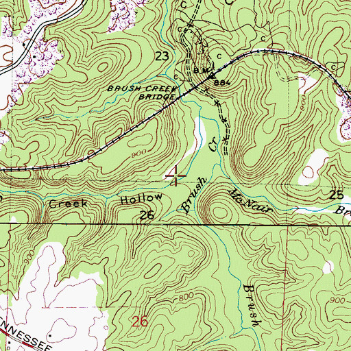 Topographic Map of Brush Creek Hollow, AL