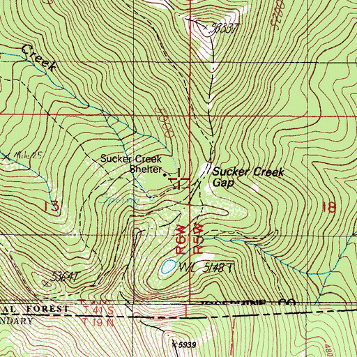 Topographic Map of Sucker Creek Gap, OR