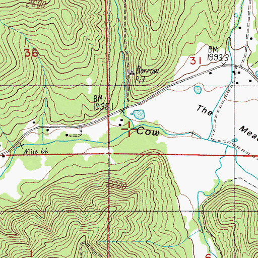 Topographic Map of Sugar Creek, OR