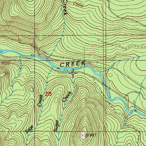 Topographic Map of Sugar Creek, OR
