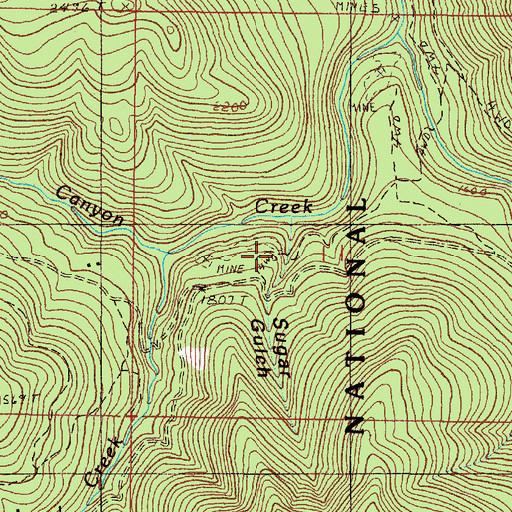 Topographic Map of Sugar Gulch, OR