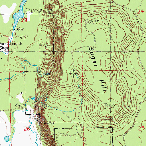 Topographic Map of Sugar Hill, OR