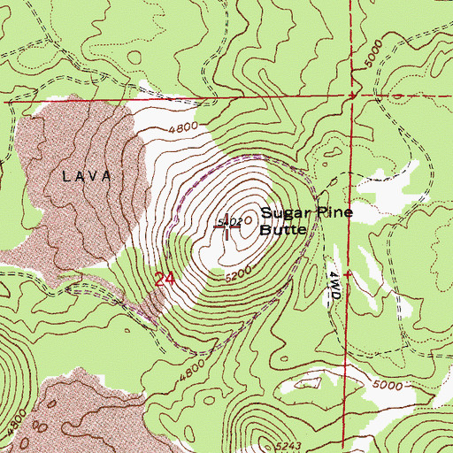 Topographic Map of Sugar Pine Butte, OR