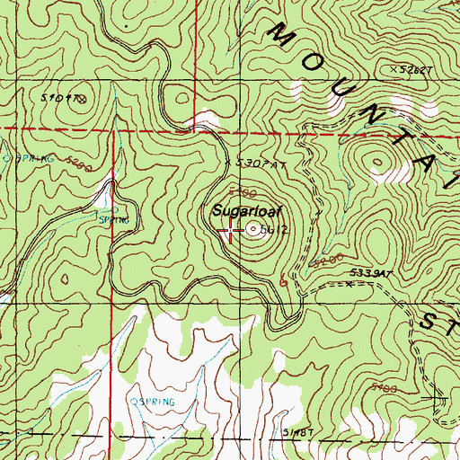 Topographic Map of Sugarloaf, OR