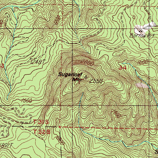 Topographic Map of Sugarloaf Mountain, OR