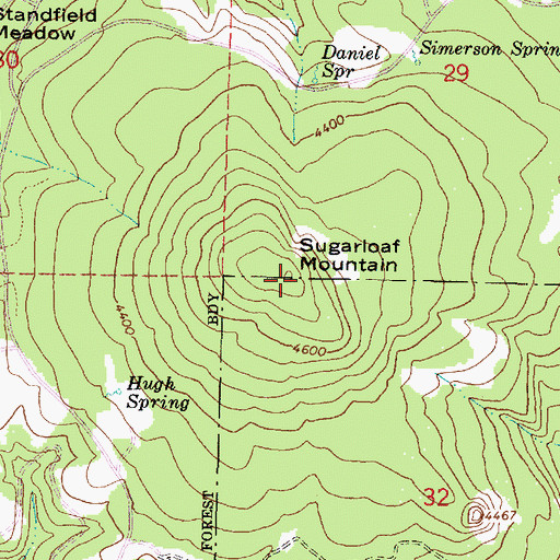 Topographic Map of Sugarloaf Mountain, OR