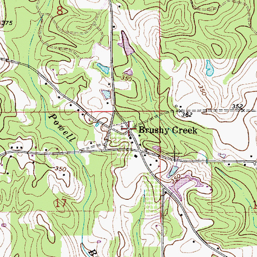 Topographic Map of Brushy Creek, AL
