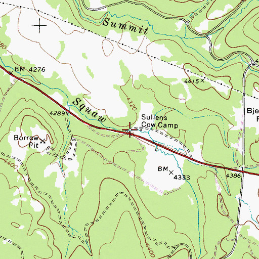Topographic Map of Sullens Cow Camp, OR
