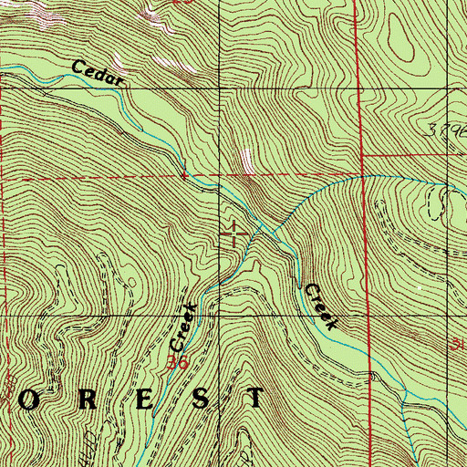 Topographic Map of Sullivan Creek, OR