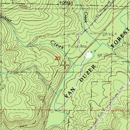 Topographic Map of Sulphur Creek, OR