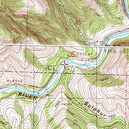 Topographic Map of Sulphur Gulch, OR