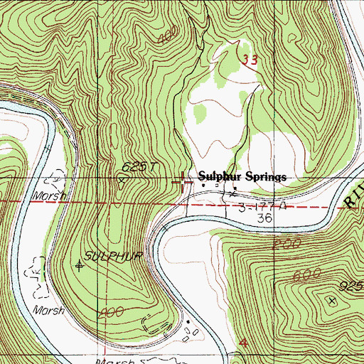 Topographic Map of Sulphur Springs, OR