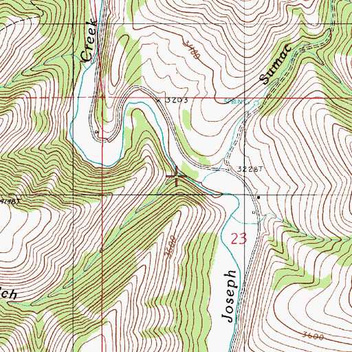 Topographic Map of Sumac Creek, OR