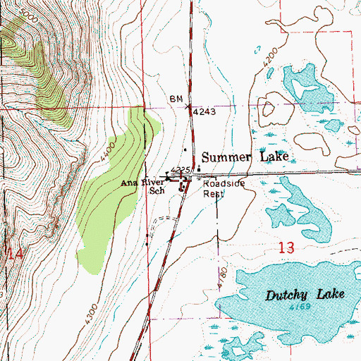 Topographic Map of Summer Lake, OR