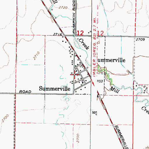 Topographic Map of Summerville, OR