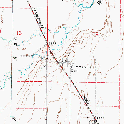 Topographic Map of Summerville - Imbler Cemetery, OR