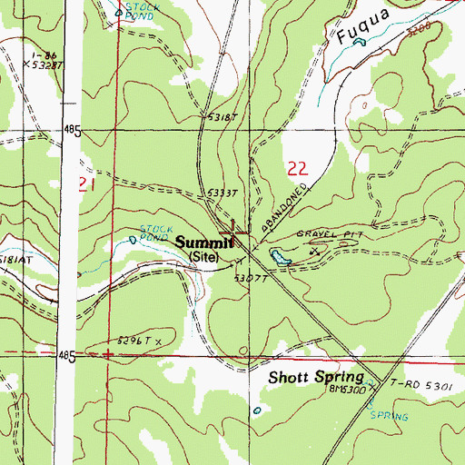 Topographic Map of Summit (historical), OR