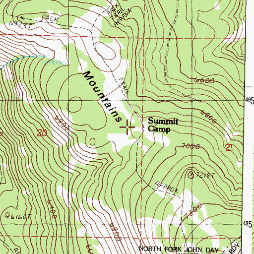Topographic Map of Summit Camp, OR
