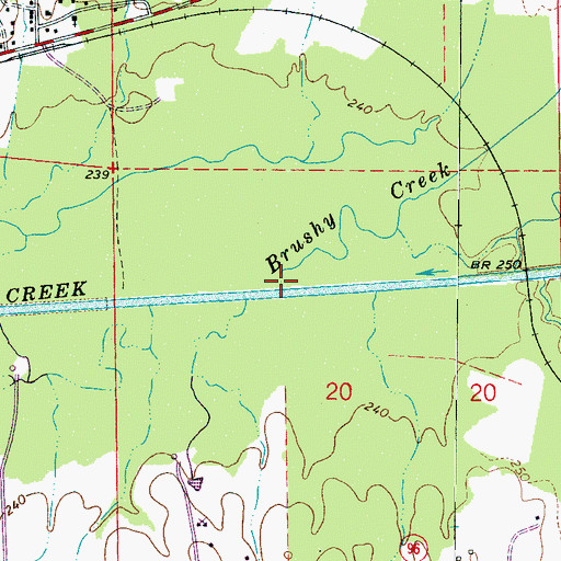 Topographic Map of Brushy Creek, AL
