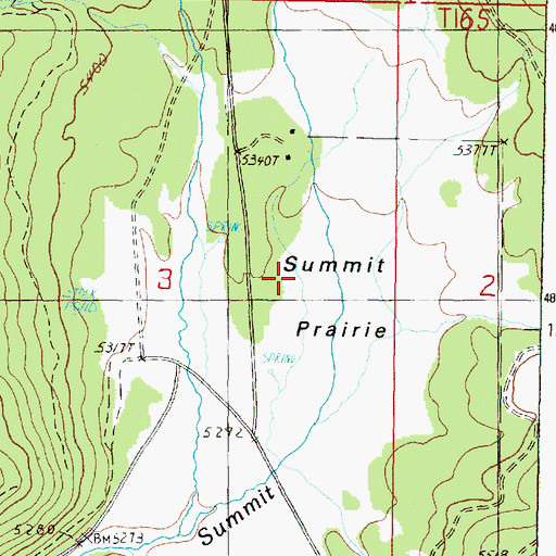 Topographic Map of Summit Prairie, OR