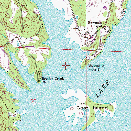 Topographic Map of Brushy Creek, AL